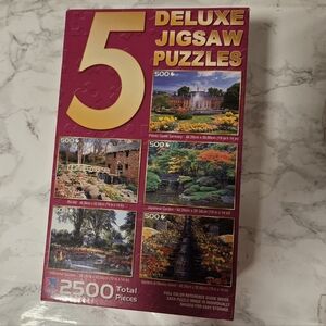 5 Deluxe Jigsaw Puzzles Set 2500 Pieces Scenic Landscapes Collection 2009
